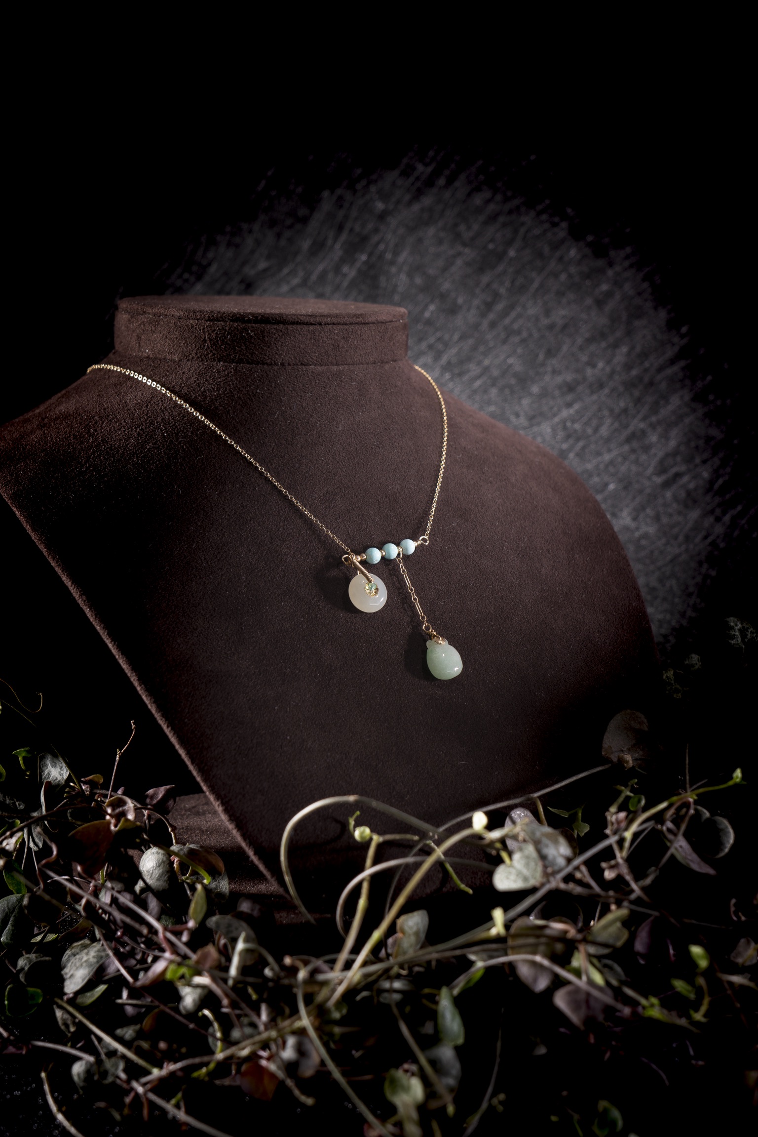 Image Collier turquoise, néphrite & jade